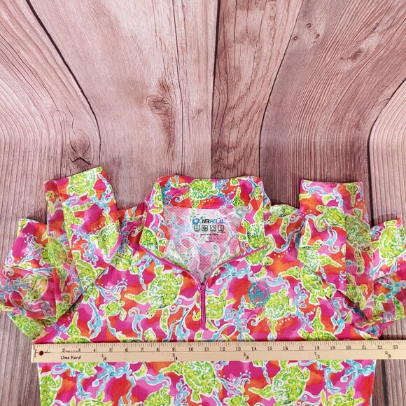 IBKUL Rolling Rock Club Womens XL Turtles at Sea Hot Pink 1/4 Zip Golf Pullover - Picture 14 of 15